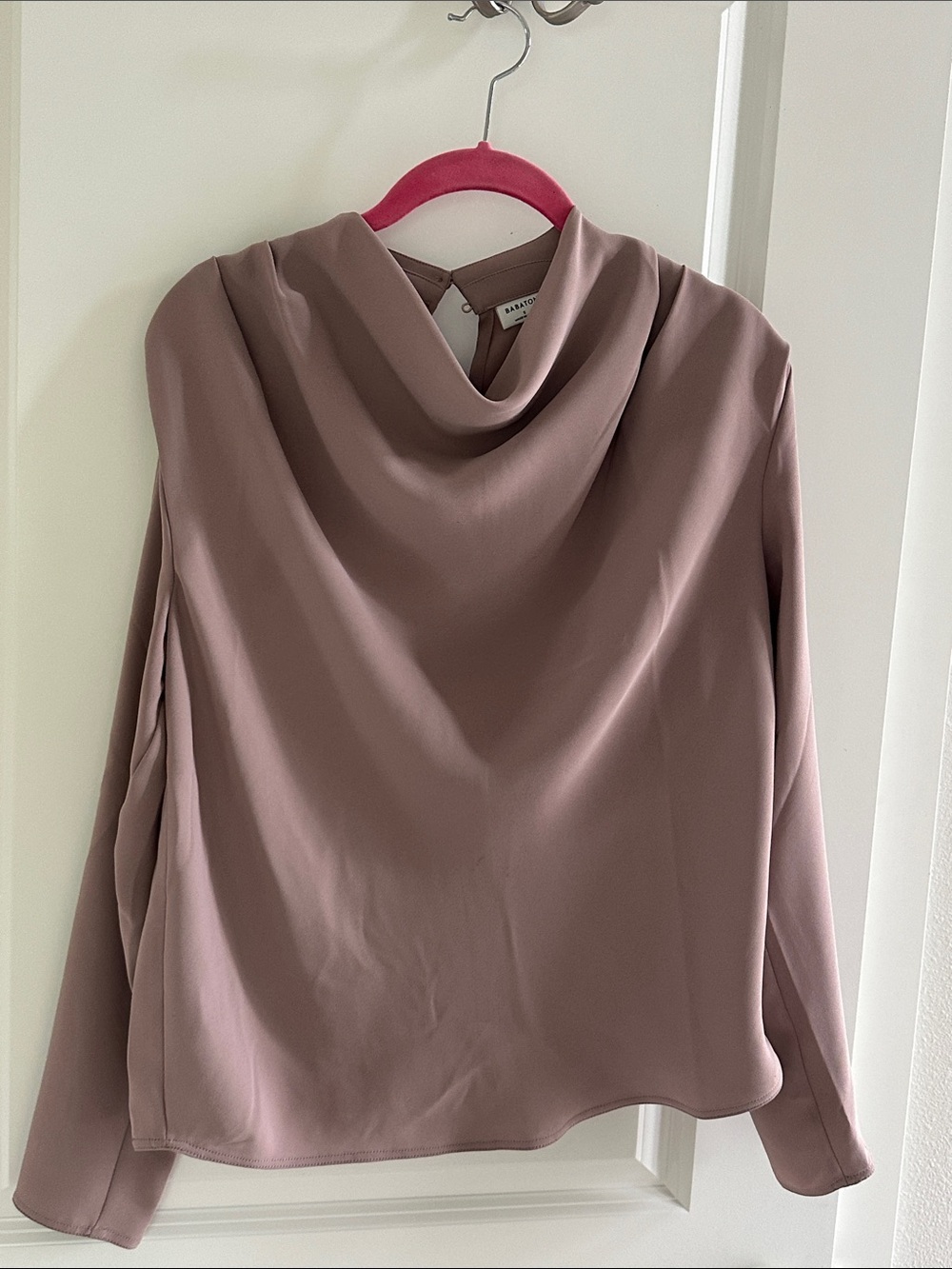 Babaton Mauve Cowl-Neck Long-Sleeve blouse